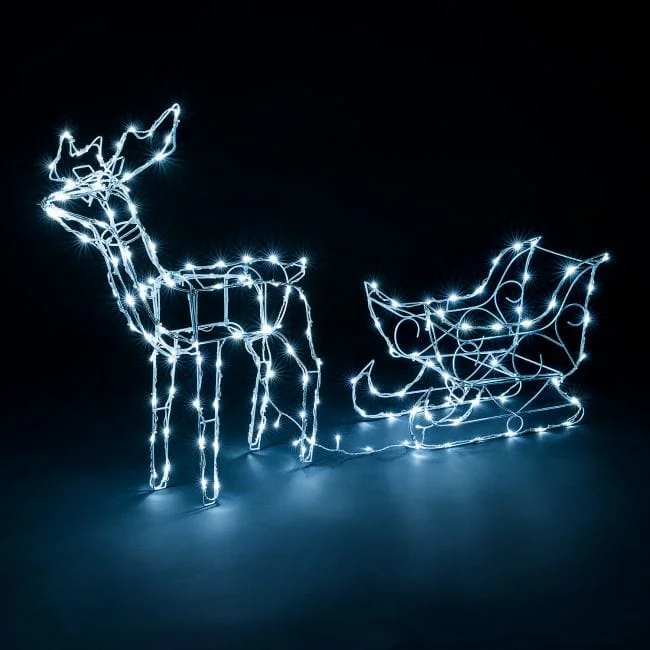 Natural Himalayan Salt Lamps with Soft GlowSolar Dual colour LED Reindeer and Sleigh