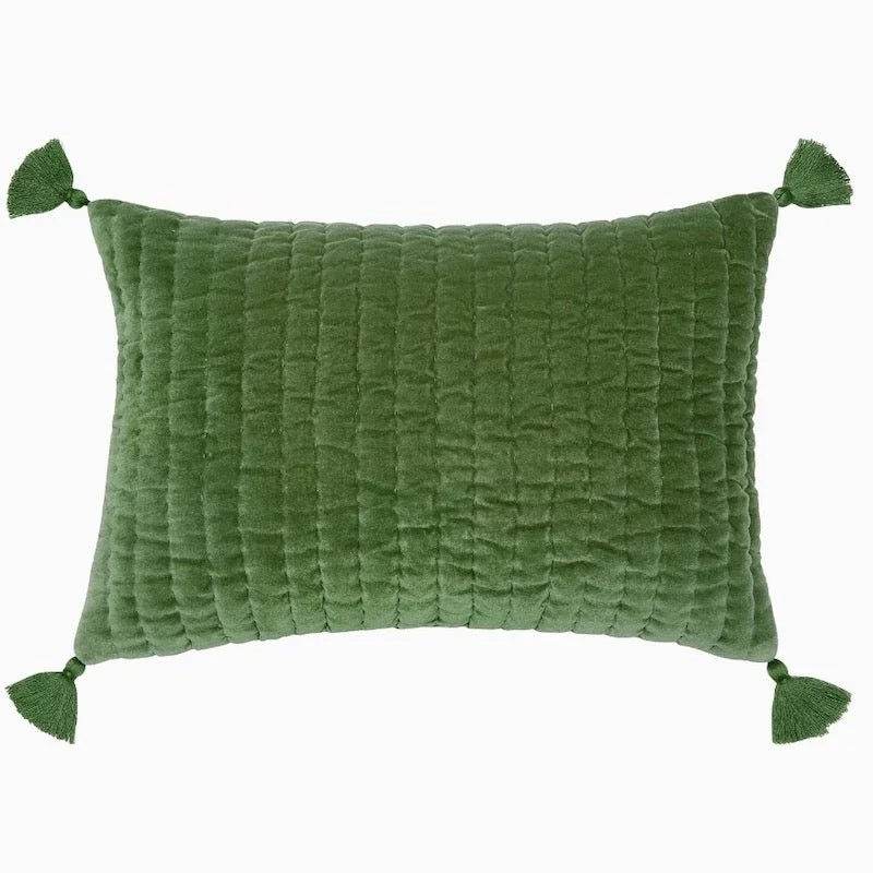 Travel Pillows for Long JourneysVelvet Moss Kidney Pillow by John Robshaw