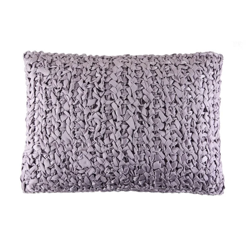 Down Alternative Pillows for Ethical ChoicesLilac Ribbon Knit Pillows by Ann Gish