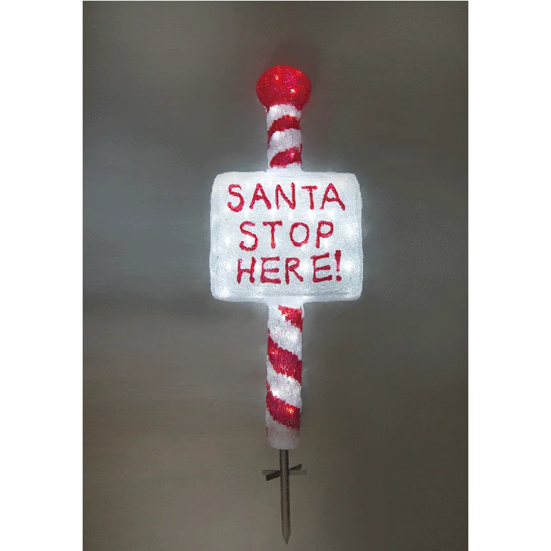 Salt Lamps with Adjustable Dimmer SwitchAcrylic Santa Stop Here Sign w/ Metal Floor Sticker - H100cm