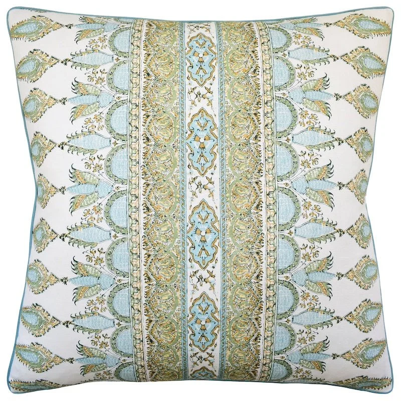 Round Pillows for Boho-Style InteriorsAkola Stripe Seaglass and Gold Throw Pillow by Ryan Studio Round Pillows for Boho-Style InteriorsAkola Stripe Seaglass and Gold Throw Pillow by Ryan Studio
