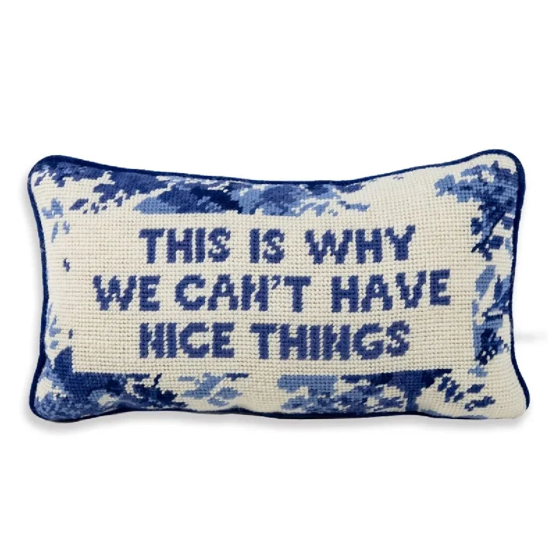 Round Pillows for Boho-Style InteriorsThis is Why We Can't Have Nice Things Needlepoint Pillow by Furbish Studio Round Pillows for Boho-Style InteriorsThis is Why We Can't Have Nice Things Needlepoint Pillow by Furbish Studio