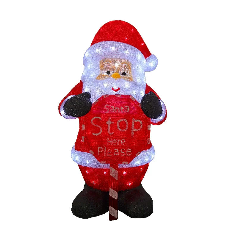 Salt Lamps for Office Stress ReductionAcrylic Santa with Santa Stop Here Sign - H80cm