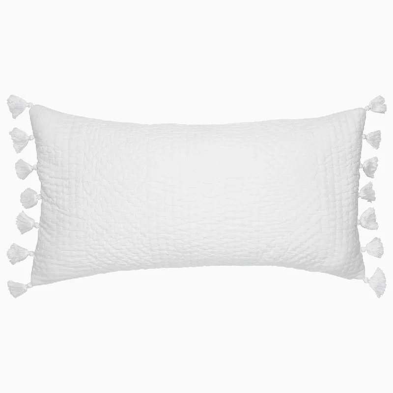 Travel Pillows for Long JourneysSahati White Hand Stitched Bolster Pillow by John Robshaw Travel Pillows for Long JourneysSahati White Hand Stitched Bolster Pillow by John Robshaw