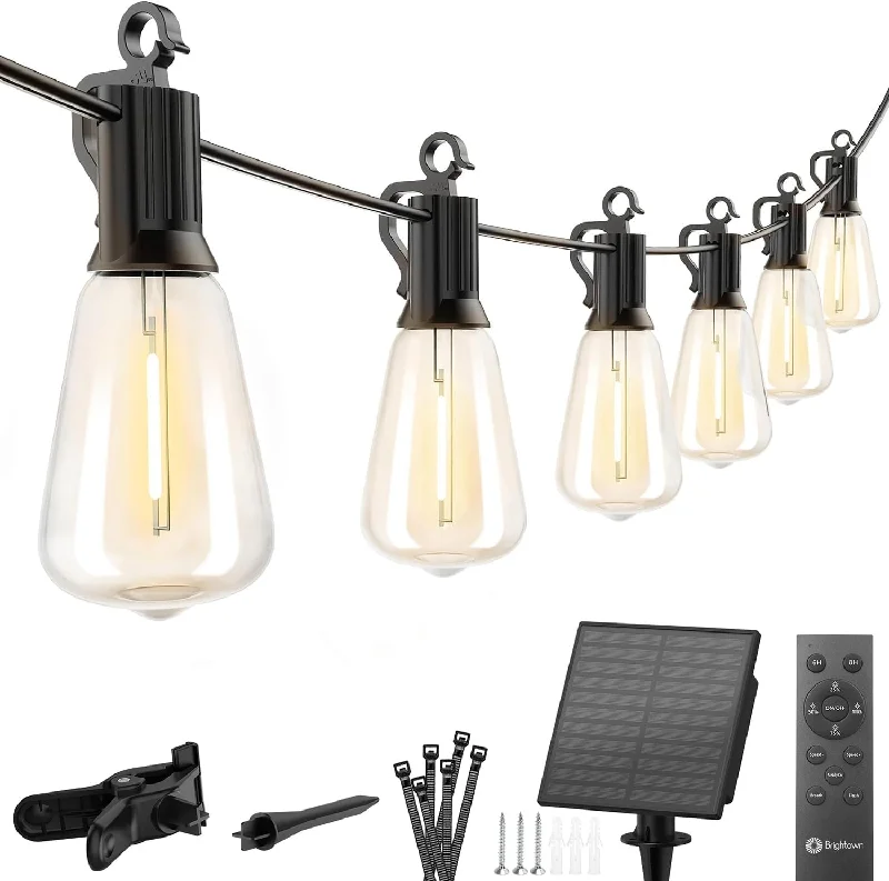 String Lights with Clear Bulbs for a Classic LookGluroo ST38 Solar Edison-Style Bulb String Lights