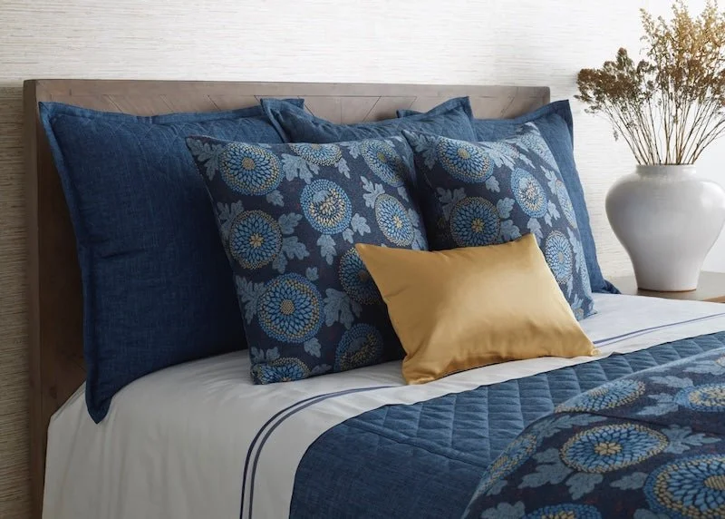 Cotton Pillows for Natural ComfortBlossom Decorative Pillows Blue by Ann Gish