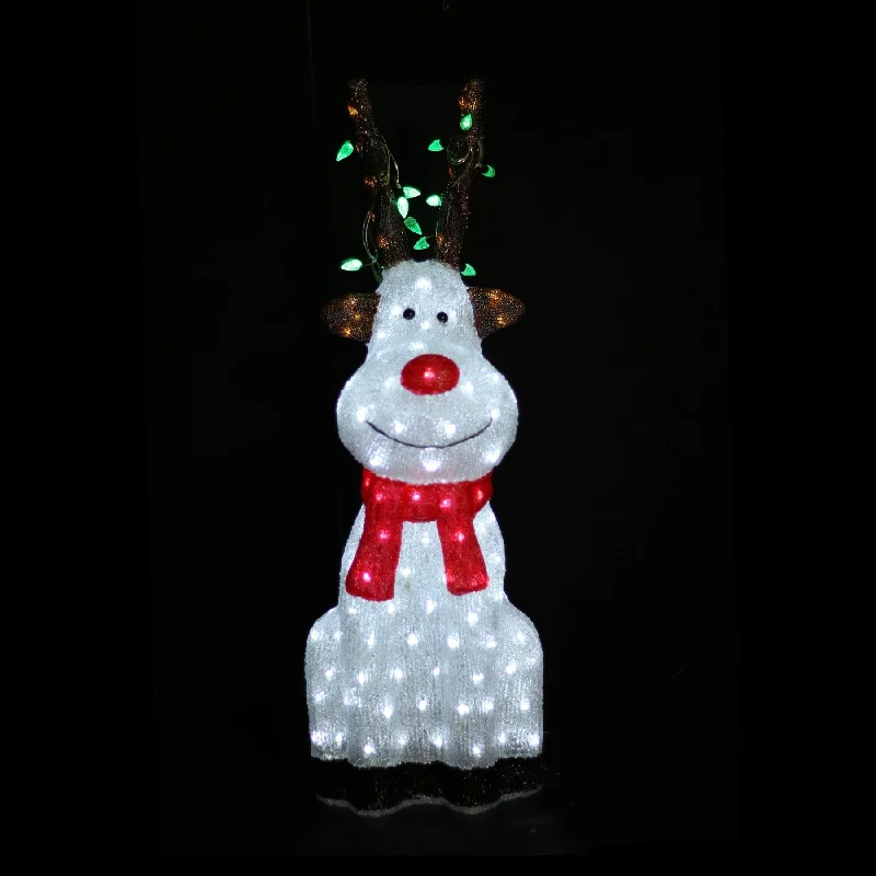 Salt Lamps for Holistic Health and WellnessAcrylic Sitting Red Nose Reindeer with Christmas Lights - 2 Sizes