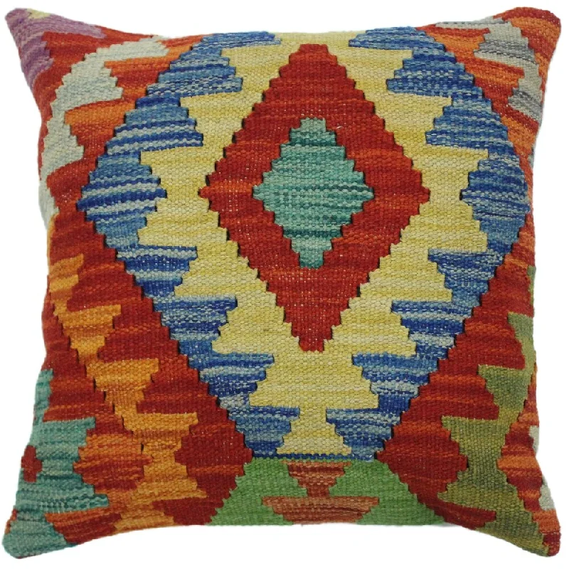Back Support Pillows for Office ChairsEsposito Red/Blue Hand-Woven Kilim Throw Pillow -18"x18" Back Support Pillows for Office ChairsEsposito Red/Blue Hand-Woven Kilim Throw Pillow -18"x18"