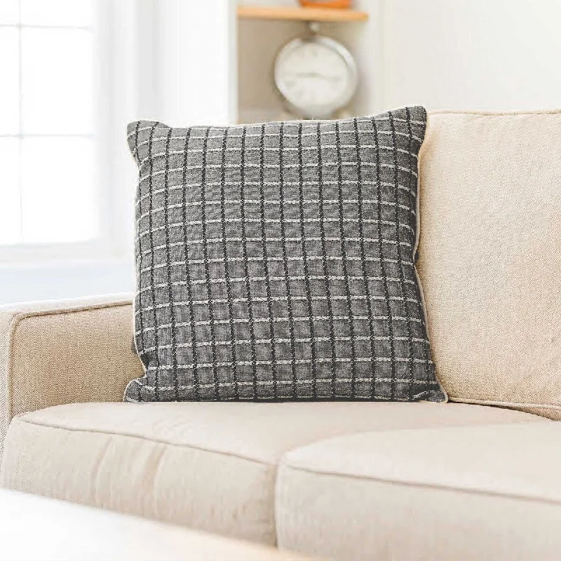 Kids Pillows with Fun DesignsSQUARED UP BLACK Cotton Woven Pillow By Kavka Designs