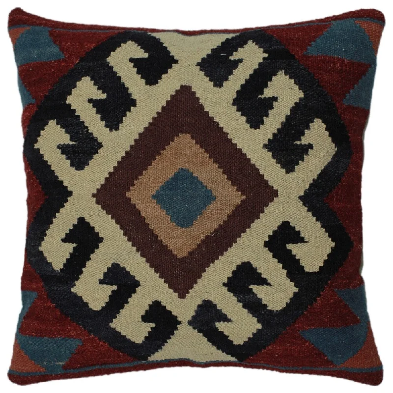 Cooling Pillows for Hot SleepersHenning Red/Blue Hand-Woven Kilim Throw Pillow -19"x19" Cooling Pillows for Hot SleepersHenning Red/Blue Hand-Woven Kilim Throw Pillow -19"x19"
