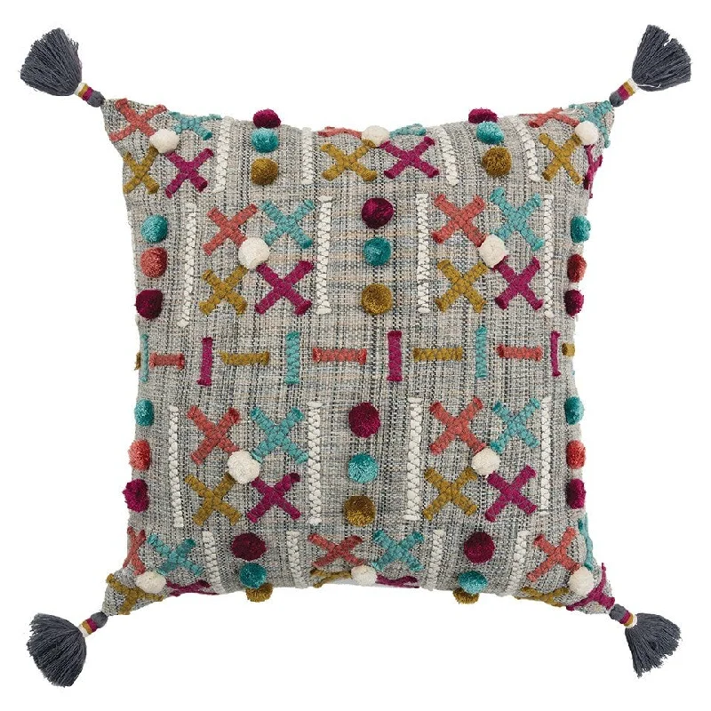 Kids Pillows with Fun DesignsGray Vivacious Boho Textured Throw Pillow