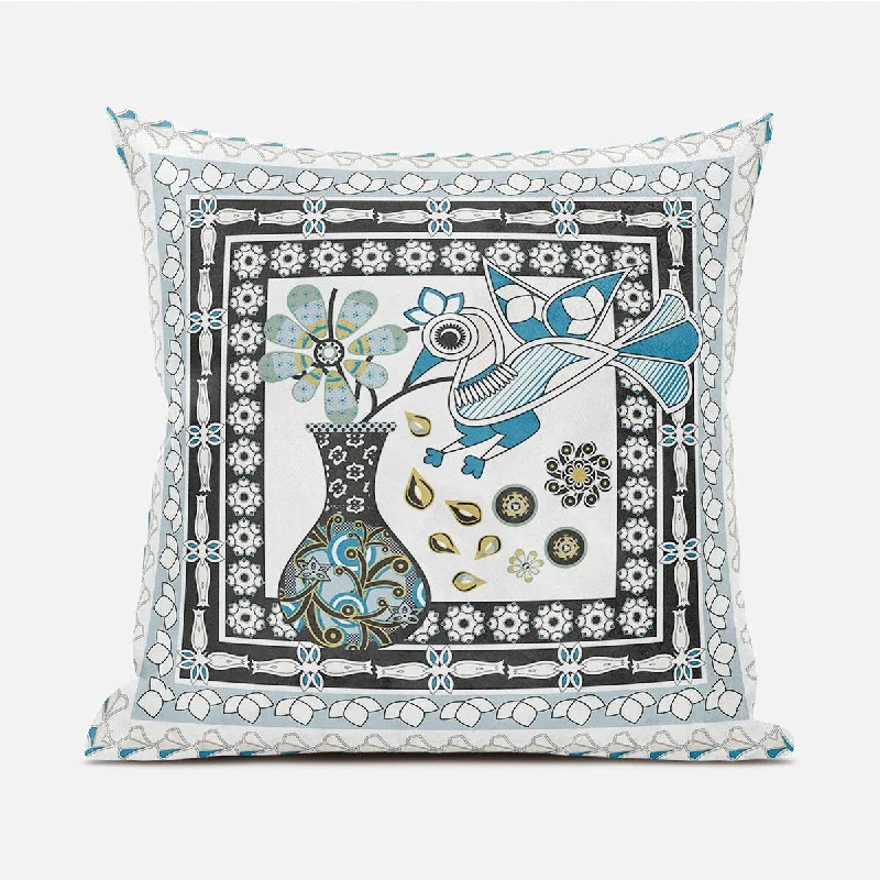 Round Pillows for Boho-Style Interiors16" X 16" Black and White Peacock Broadcloth Floral Zippered Pillow Round Pillows for Boho-Style Interiors16" X 16" Black and White Peacock Broadcloth Floral Zippered Pillow