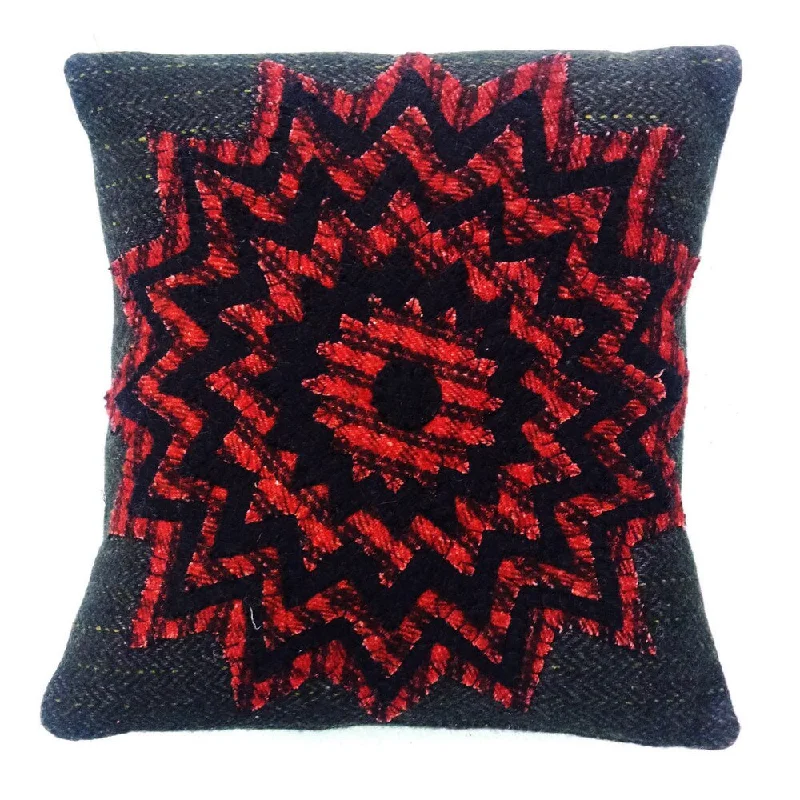 Firm Pillows for Side SleepersRed Rhododendron 12-inch Applique Wool Pillow