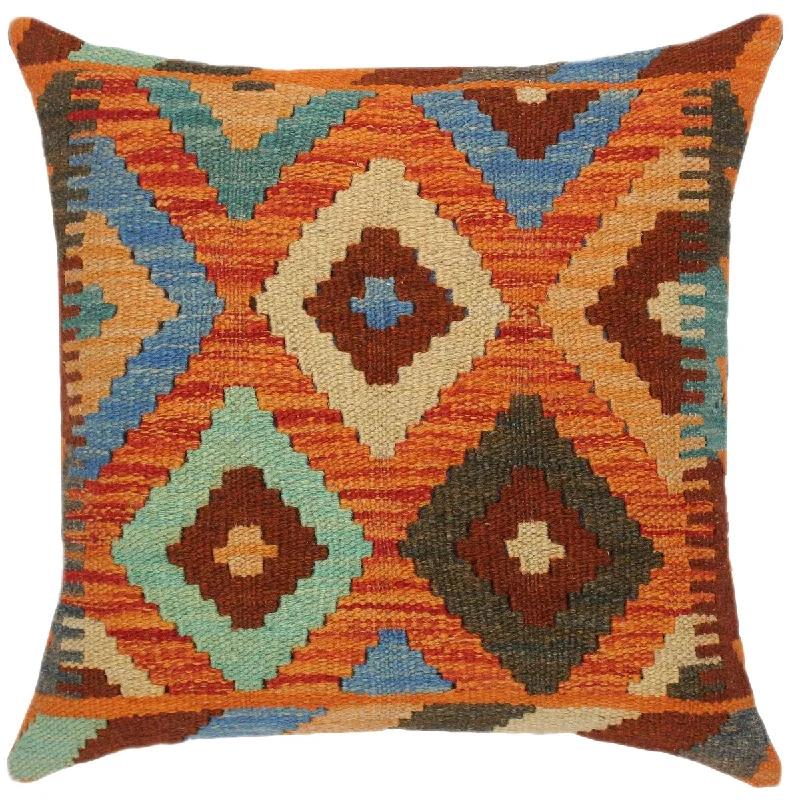 Bolster Pillows for Sofa DecorationShabby Chic Marcella Hand-Woven Turkish Kilim Pillow 18 in. x 18 in.