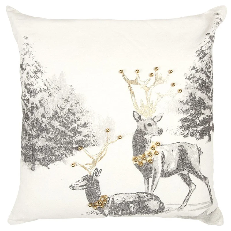Memory Foam Pillows for Neck SupportGray Reindeer with Gold Decorative Throw Pillow