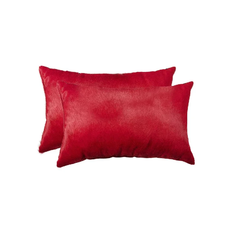 Plush Pillows for a Cozy Bed12" x 20" x 5" Wine Cowhide Pillow 2 Pack
