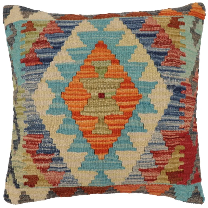 Back Support Pillows for Office ChairsBohemian Campbell Turkish Hand-Woven Kilim Pillow - 17" x 18" Back Support Pillows for Office ChairsBohemian Campbell Turkish Hand-Woven Kilim Pillow - 17" x 18"