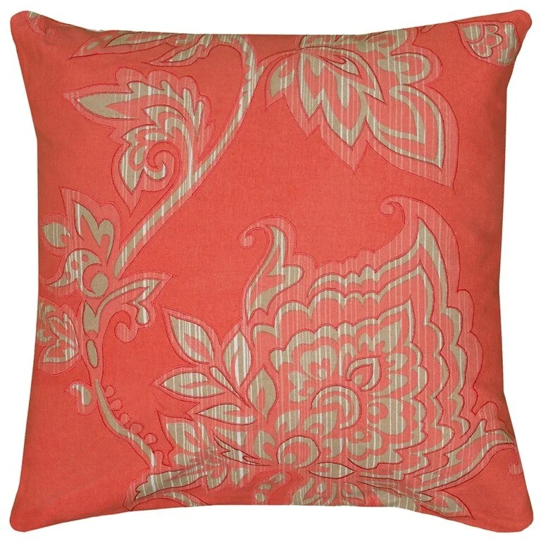 Square Pillows for Modern Home DecorCoral Beige Floral Silhouette Down Throw Pillow