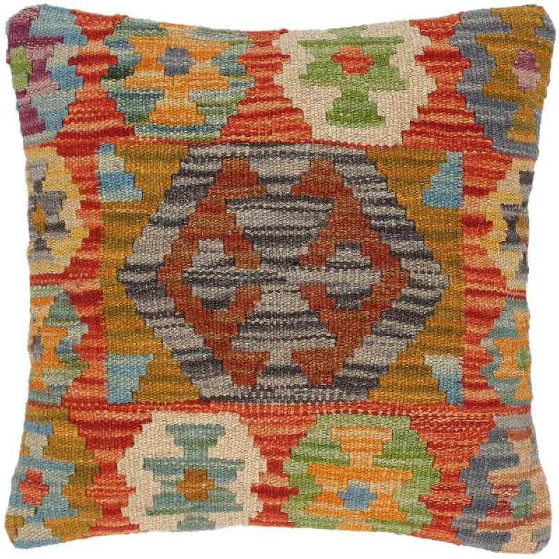 Bolster Pillows for Sofa DecorationTribal Mariel Hand-Woven Turkish Kilim Throw Pillow 15 in. x 15 in. Bolster Pillows for Sofa DecorationTribal Mariel Hand-Woven Turkish Kilim Throw Pillow 15 in. x 15 in.