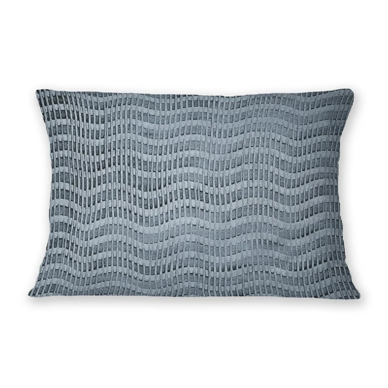 Firm Pillows for Side SleepersRAFFIA WAVY PLAID BLUE Lumbar Pillow By Nancy Green