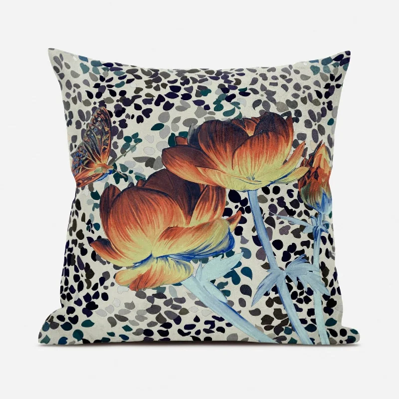 Square Pillows for Modern Home Decor20" X 20" Orange Yellow Butterfly Broadcloth Floral Zippered Pillow Square Pillows for Modern Home Decor20" X 20" Orange Yellow Butterfly Broadcloth Floral Zippered Pillow