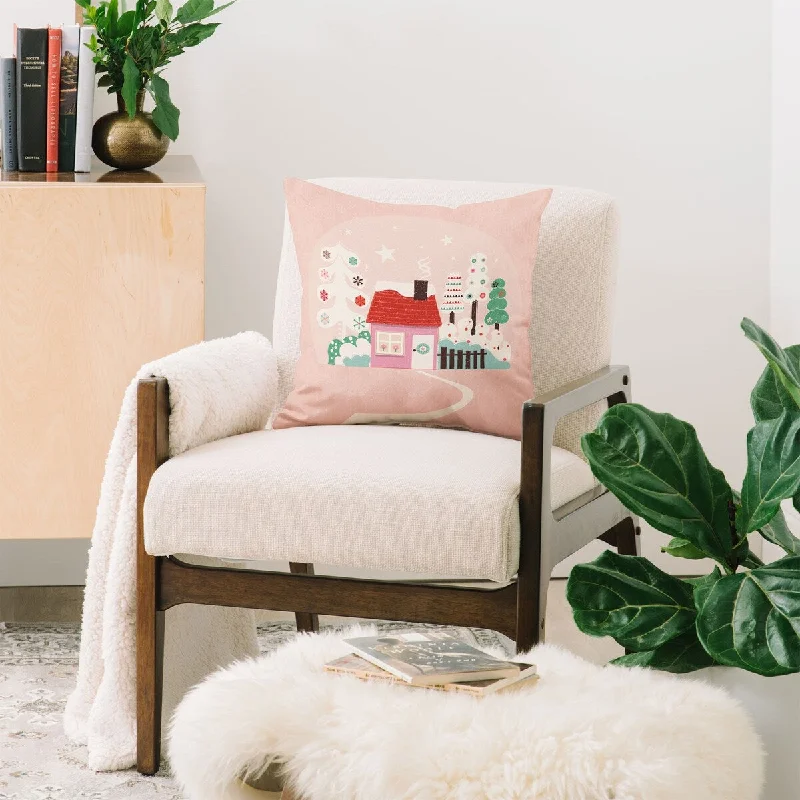 Down Alternative Pillows for Ethical ChoicesShowmemars Festive Winter Hut in pink Decorative Throw Pillow Down Alternative Pillows for Ethical ChoicesShowmemars Festive Winter Hut in pink Decorative Throw Pillow