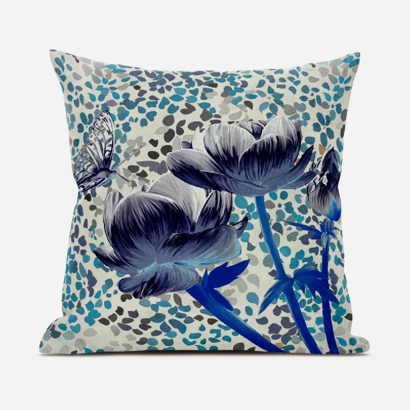 Down Alternative Pillows for Ethical Choices16" X 16" Blue and Gray Butterfly Broadcloth Floral Zippered Pillow Down Alternative Pillows for Ethical Choices16" X 16" Blue and Gray Butterfly Broadcloth Floral Zippered Pillow