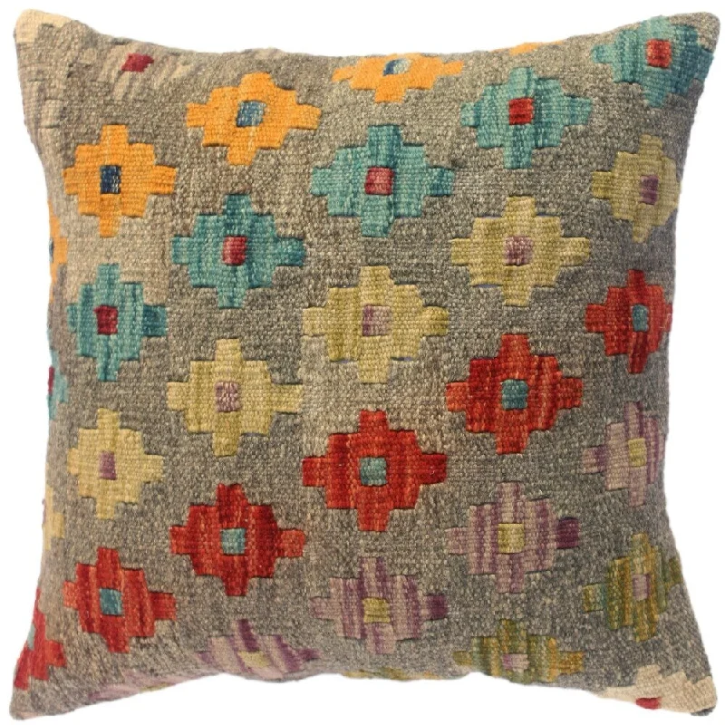 Orthopedic Pillows for Back Pain ReliefKilim Southwestern Xiomara Gray/Rust Wool Throw Pillow Cover(18"x18") - Grey/Multi-color Orthopedic Pillows for Back Pain ReliefKilim Southwestern Xiomara Gray/Rust Wool Throw Pillow Cover(18"x18") - Grey/Multi-color