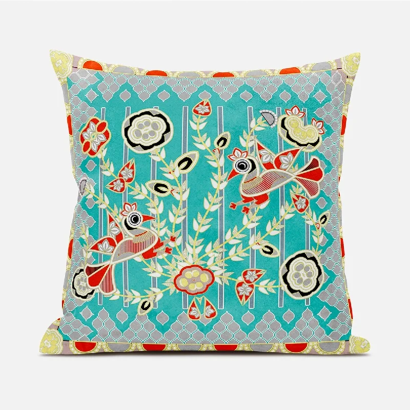 Bolster Pillows for Sofa Decoration20" X 20" Blue and Yellow Peacock Broadcloth Floral Zippered Pillow Bolster Pillows for Sofa Decoration20" X 20" Blue and Yellow Peacock Broadcloth Floral Zippered Pillow