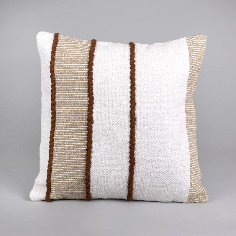 Round Pillows for Boho-Style InteriorsTextured Striped White and Brown Throw Pillow