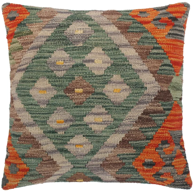 Silk Pillows for Smooth Skin and HairRustic Cortez Hand-Woven Turkish Kilim Pillow -18 in. x 18 in.