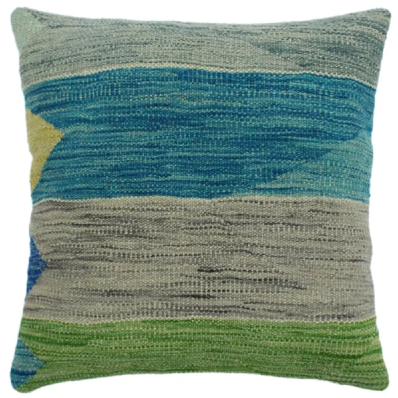 Adjustable Pillows for Customized ComfortHolbrook Grey/Teal Hand-Woven Kilim Throw Pillow -18"x18" Adjustable Pillows for Customized ComfortHolbrook Grey/Teal Hand-Woven Kilim Throw Pillow -18"x18"