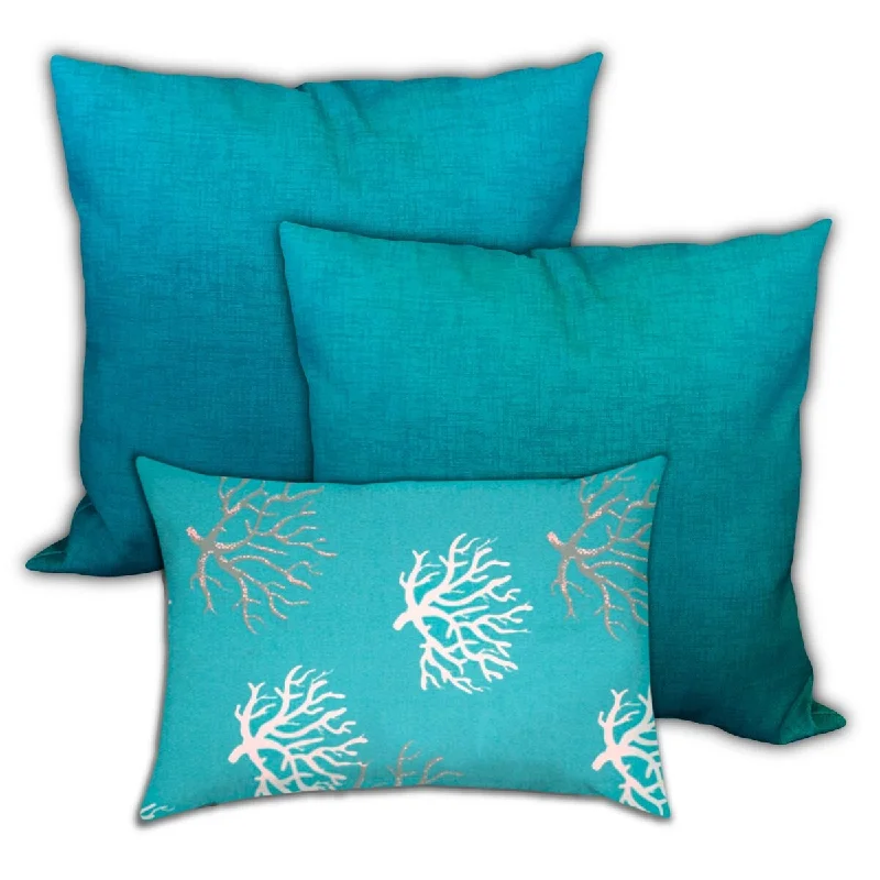 Square Pillows for Modern Home DecorSet of 3 Aqua Reefs Indoor Outdoor Zippered Pillow Covers Square Pillows for Modern Home DecorSet of 3 Aqua Reefs Indoor Outdoor Zippered Pillow Covers