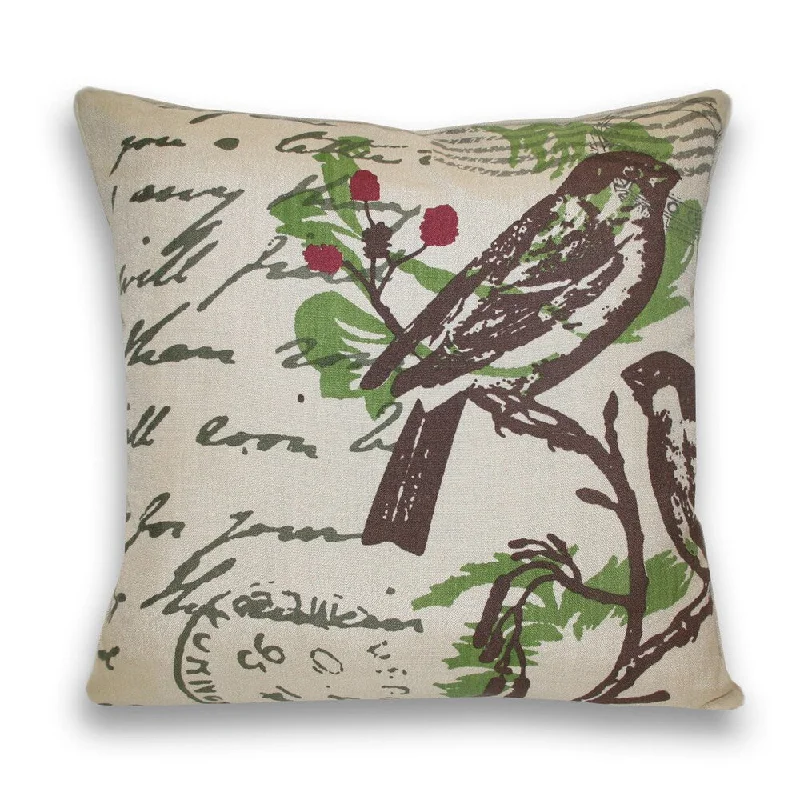Kids Pillows with Fun DesignsBird Postcard Decorative Pillow (18 x 18)