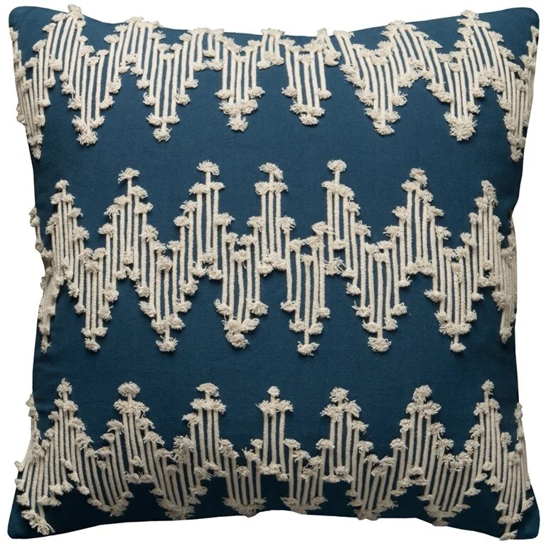 Silk Pillows for Smooth Skin and HairBlue Shaggy Chevron Cotton Cord Throw Pillow