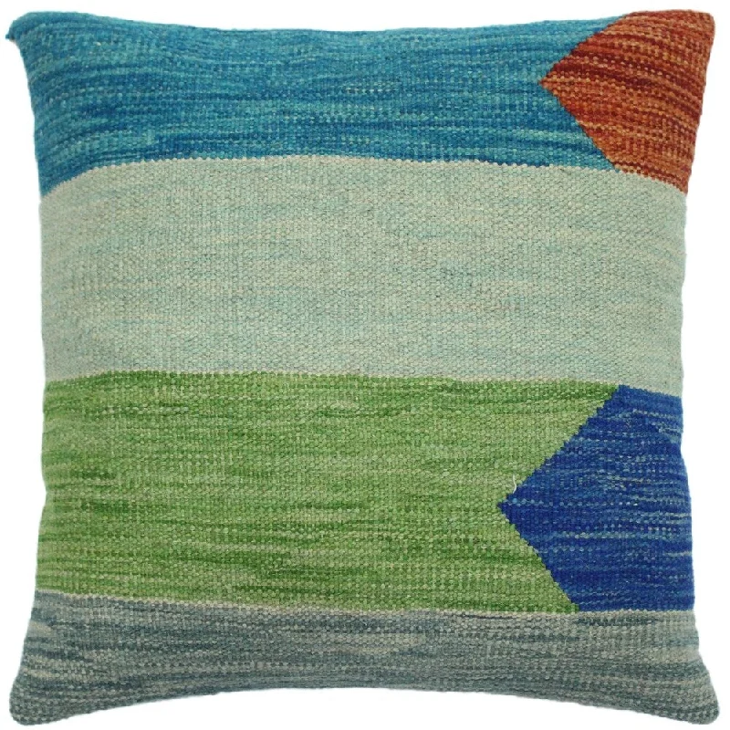 Hypoallergenic Pillows for Allergy SufferersHoman Green/Teal Hand-Woven Kilim Throw Pillow -18"x18" Hypoallergenic Pillows for Allergy SufferersHoman Green/Teal Hand-Woven Kilim Throw Pillow -18"x18"