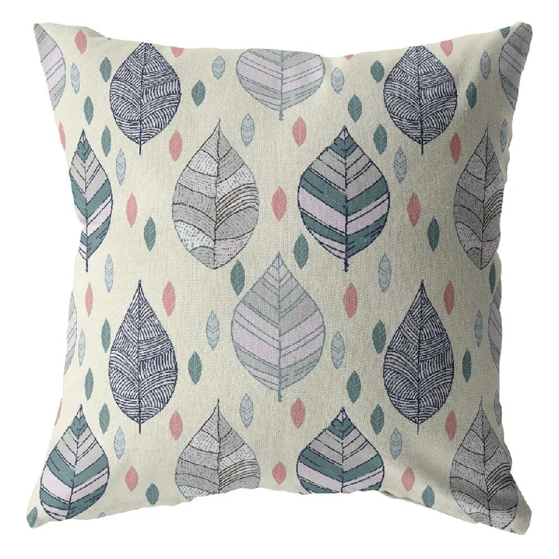 Square Pillows for Modern Home Decor16" Cream Gray Leaves Indoor Outdoor Zippered Throw Pillow Square Pillows for Modern Home Decor16" Cream Gray Leaves Indoor Outdoor Zippered Throw Pillow