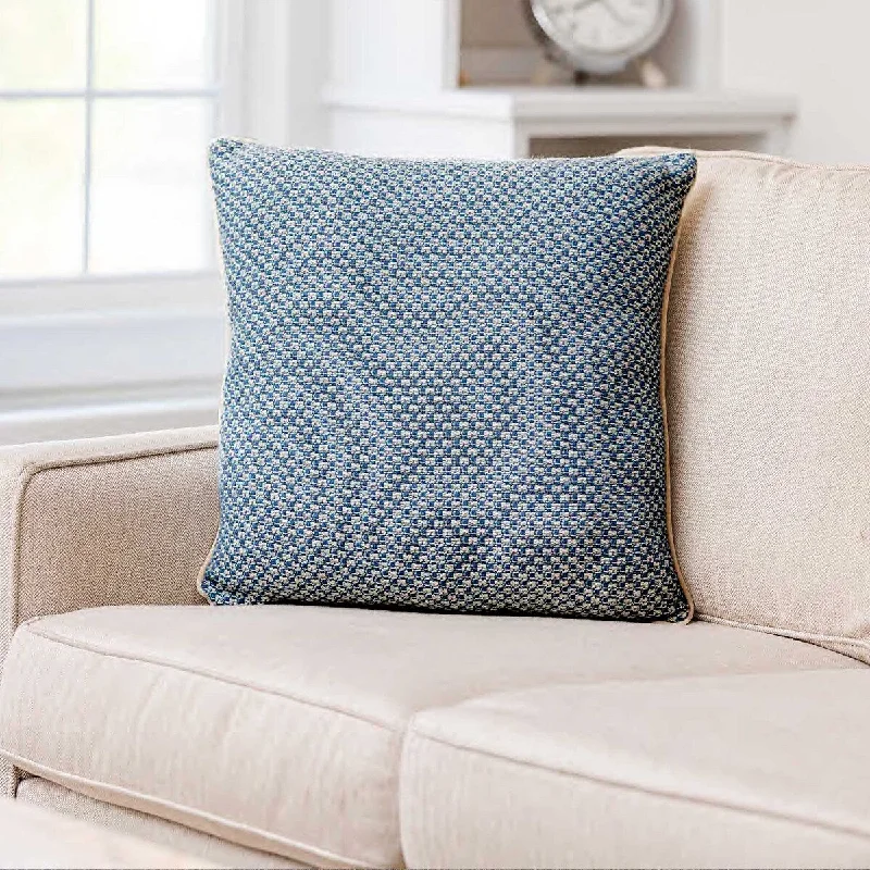 Silk Pillows for Smooth Skin and HairBASKET WEAVE BLUE Cotton Woven Pillow By Kavka Designs
