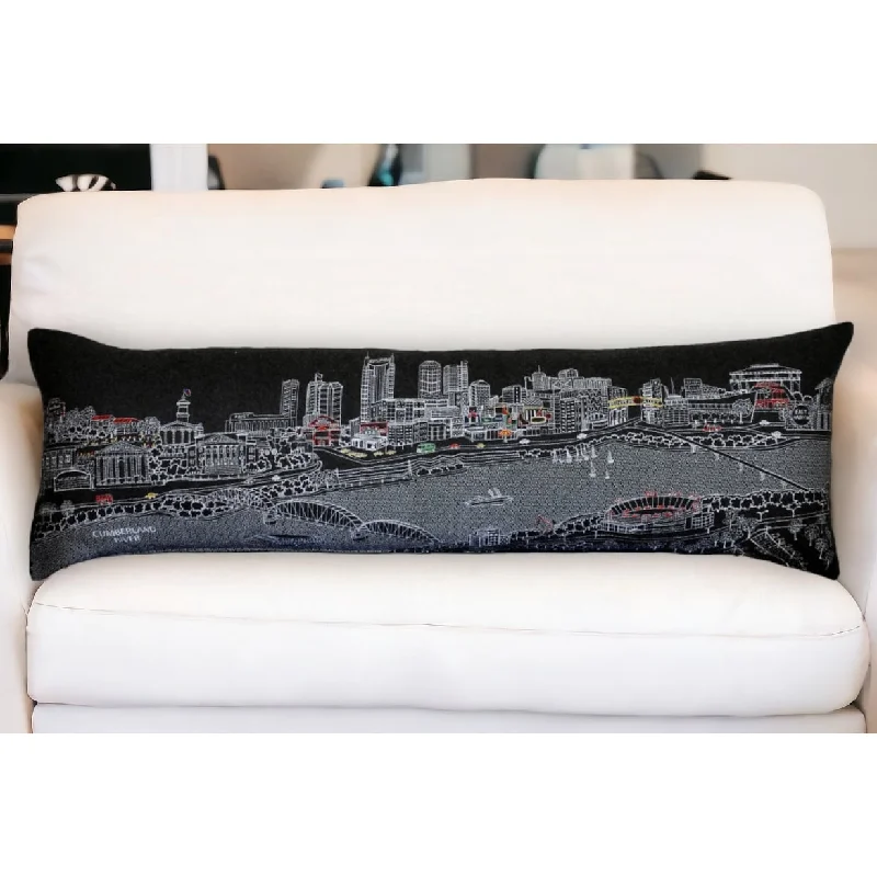 Down Alternative Pillows for Ethical ChoicesHomeRoots 46" Black Nashville Nighttime Skyline Lumbar Decorative Pillow