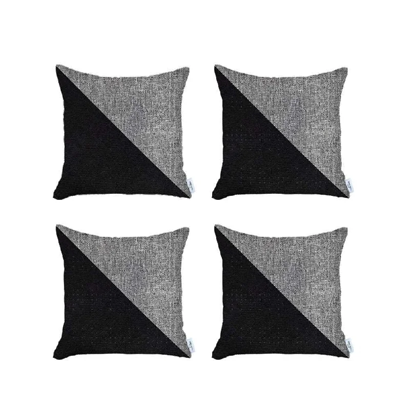 Velvet Pillows for a Touch of EleganceHomeRoots Set Of Four 18" X 18" Grey And Black Geometric Zippered Handmade Polyester Throw Pillow Velvet Pillows for a Touch of EleganceHomeRoots Set Of Four 18" X 18" Grey And Black Geometric Zippered Handmade Polyester Throw Pillow