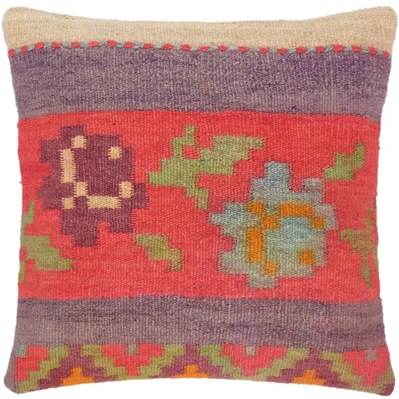 Cotton Pillows for Natural ComfortVintage Melani Hand-Woven Turkish Kilim Pillow -18 in. x 18 in. Cotton Pillows for Natural ComfortVintage Melani Hand-Woven Turkish Kilim Pillow -18 in. x 18 in.