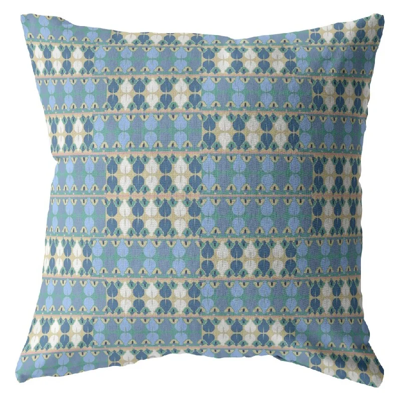 Plush Pillows for a Cozy Bed16" Blue Cream Spades Zippered Suede Throw Pillow