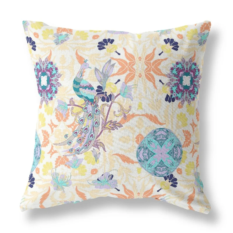 Travel Pillows for Long Journeys16" Orange Blue Peacock Indoor Outdoor Zip Throw Pillow Travel Pillows for Long Journeys16" Orange Blue Peacock Indoor Outdoor Zip Throw Pillow