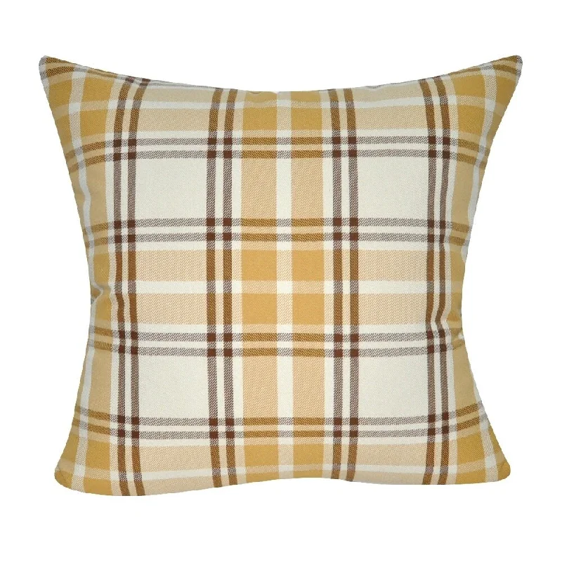 Cotton Pillows for Natural ComfortLoom and Mill P0324-2222P 22" x 22" Gold Plaid Decorative Pillow Cotton Pillows for Natural ComfortLoom and Mill P0324-2222P 22" x 22" Gold Plaid Decorative Pillow