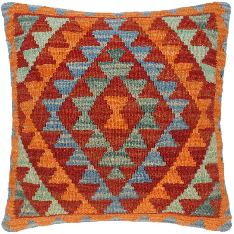 Square Pillows for Modern Home DecorTribal Larita Hand-Woven Turkish Kilim Pillow 16 in. x 16 in. Square Pillows for Modern Home DecorTribal Larita Hand-Woven Turkish Kilim Pillow 16 in. x 16 in.