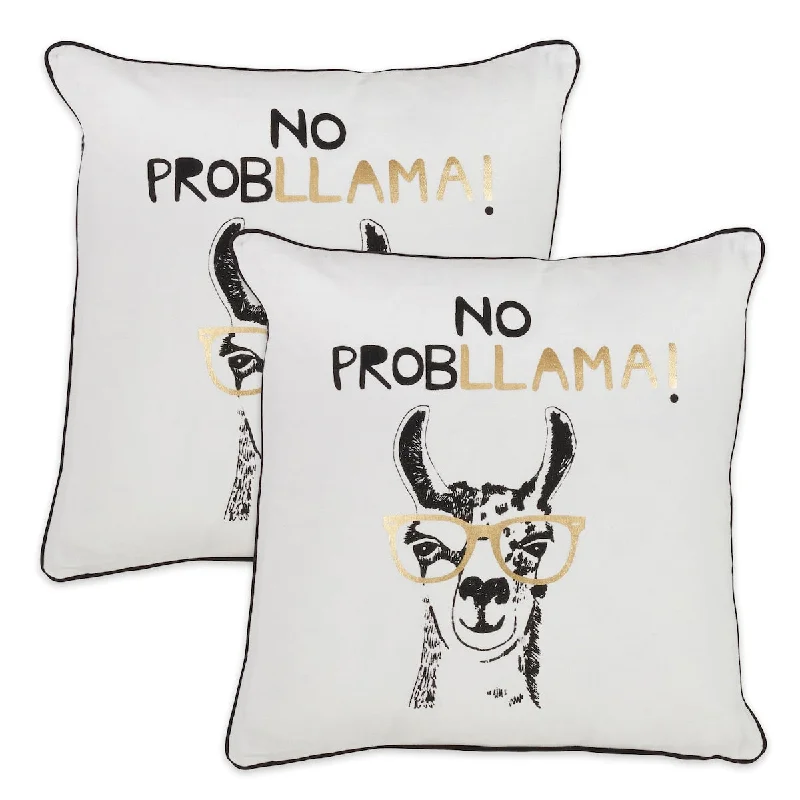 Round Pillows for Boho-Style InteriorsCotton 'No Probllama' Design Throw Pillow Cover (Set of 2) Round Pillows for Boho-Style InteriorsCotton 'No Probllama' Design Throw Pillow Cover (Set of 2)