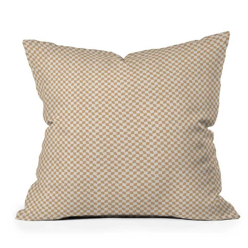 Round Pillows for Boho-Style InteriorsIveta Abolina Checker Tan Cream Throw Pillow