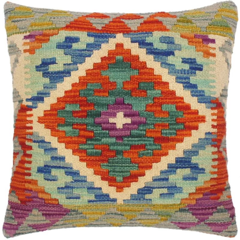Cotton Pillows for Natural ComfortBohemian Yung Hand-Woven Turkish Kilim Throw Pillow 18 in. x 18 in. Cotton Pillows for Natural ComfortBohemian Yung Hand-Woven Turkish Kilim Throw Pillow 18 in. x 18 in.