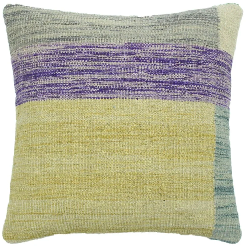 Plush Pillows for a Cozy BedHeredia Gold/Purple Hand-Woven Kilim Throw Pillow -18"x18" Plush Pillows for a Cozy BedHeredia Gold/Purple Hand-Woven Kilim Throw Pillow -18"x18"