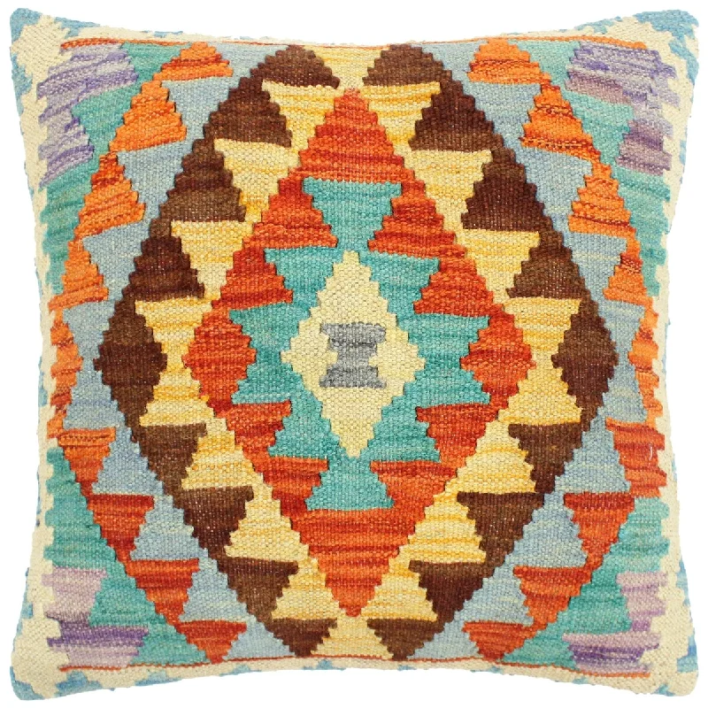 Plush Pillows for a Cozy BedRustic Genevive Hand-Woven Turkish Kilim Throw Pillow 17 in. x 17 in. Plush Pillows for a Cozy BedRustic Genevive Hand-Woven Turkish Kilim Throw Pillow 17 in. x 17 in.